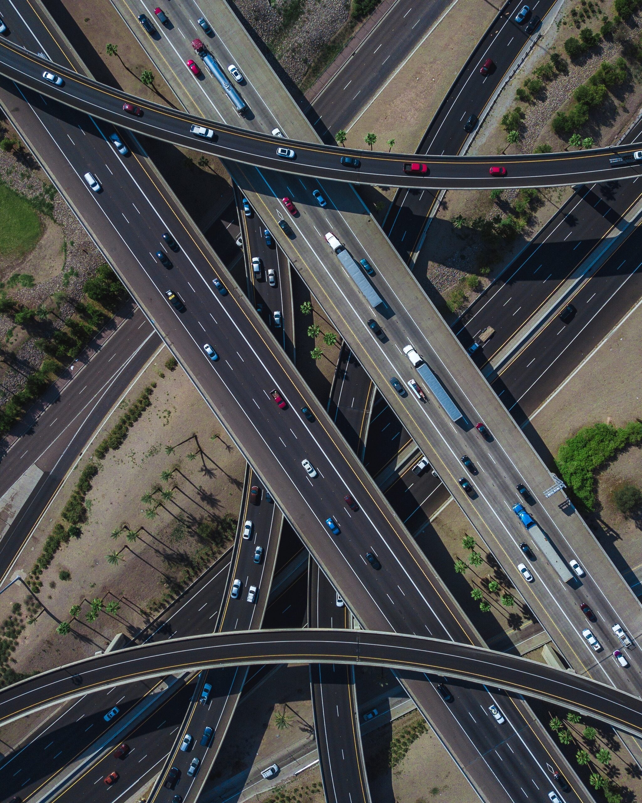 arial view of a highway interstate